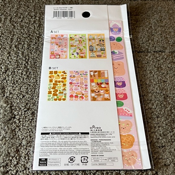 Daiso Bear Holographic Sticker Sheet Japan Exclusive Kawaii Teddy Sweets Sparkly - Picture 2 of 8